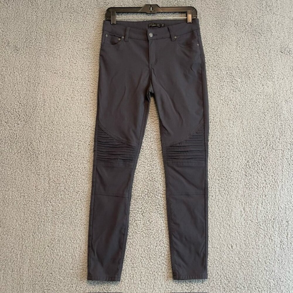 Prana Brenna Pants Womens Size 8 Dark Gray 30x29 Moto Style Skinny Leg Stretch